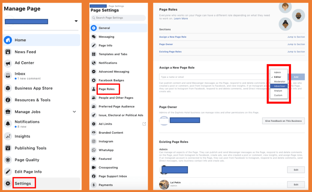 how to change page roles on facebook 2023