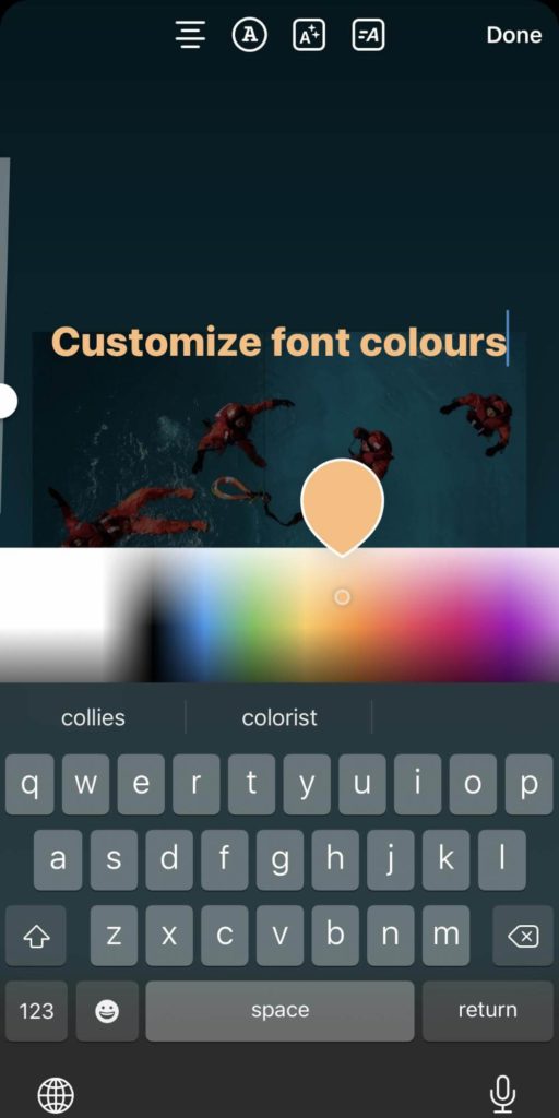 Instagram customize font colors