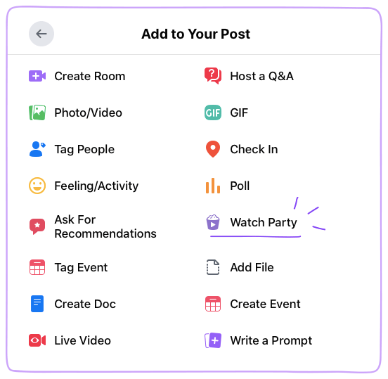 Facebook Watch Party Add To Your Post
