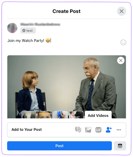 Facebook Watch Party Create Post Detail