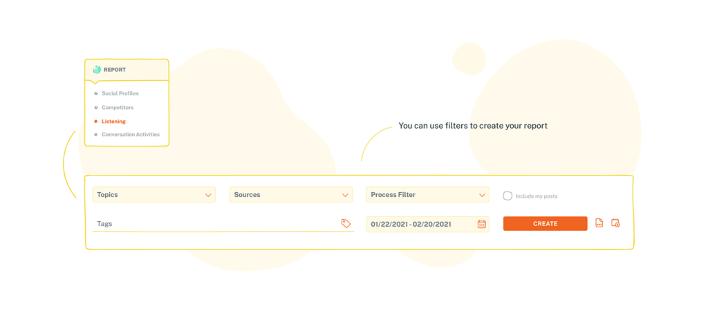 Social Media Listen module report filter