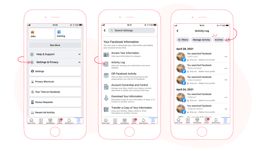 Facebook Mobile App Activity Log Archive