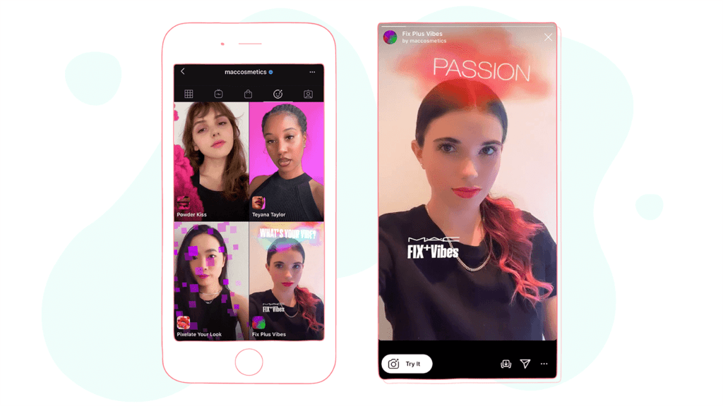 Instagram AR Filter for lashes eyeshadows and lipsticks