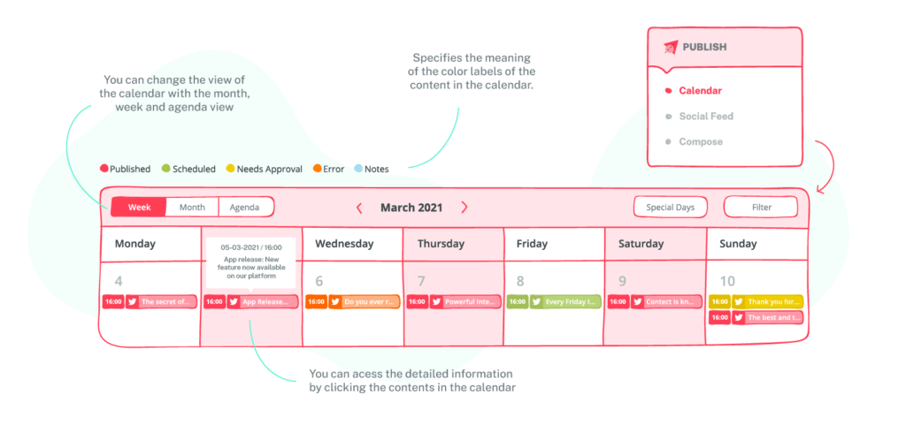 calendar view of sociality.io