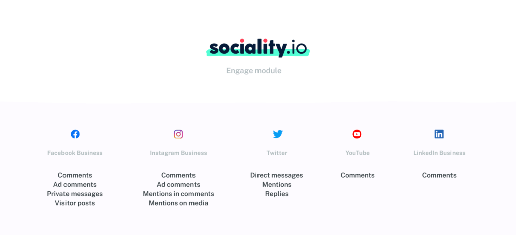 Sociality.io engage module feature set