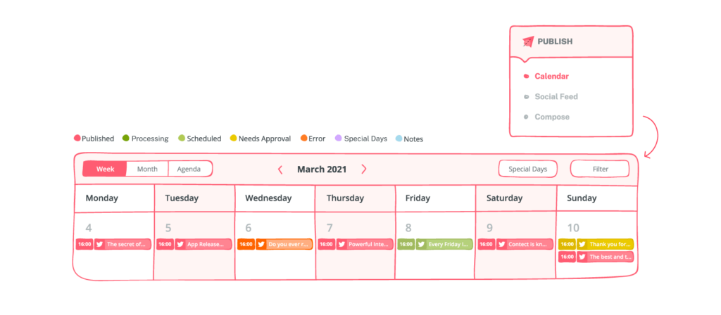 publish calendar of sociality.io