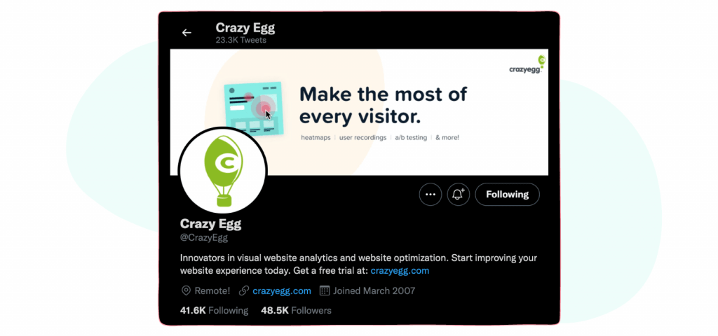 Crazy Egg Twitter Bio 