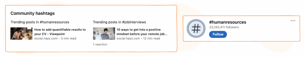 community hashtags on linkedin