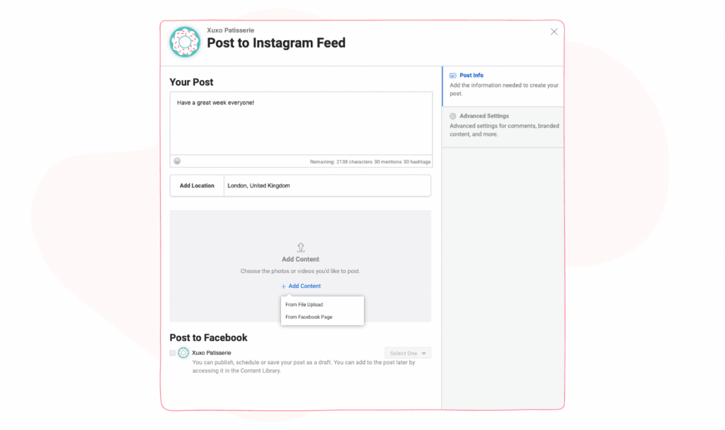 Post on Instagram - Facebook creator studio post preview