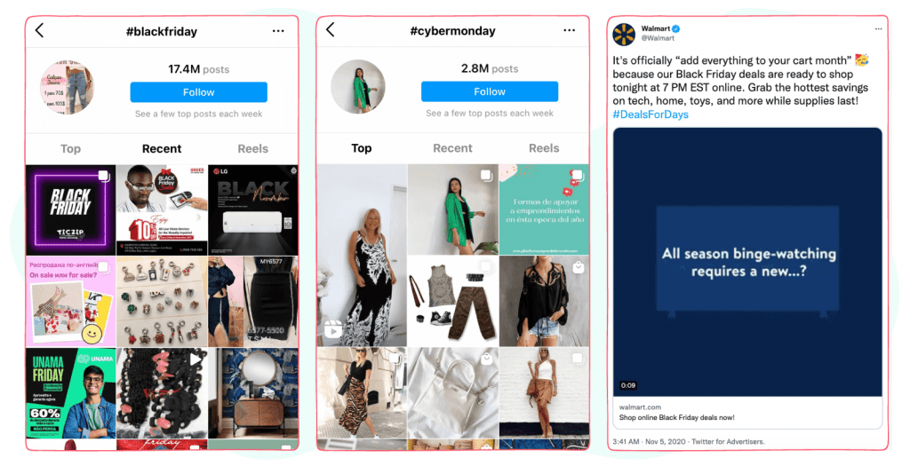 Black friday social media ideas - use hashtags