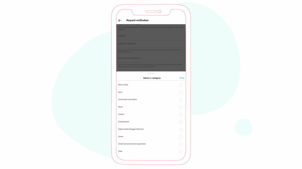 Request verification - select a category