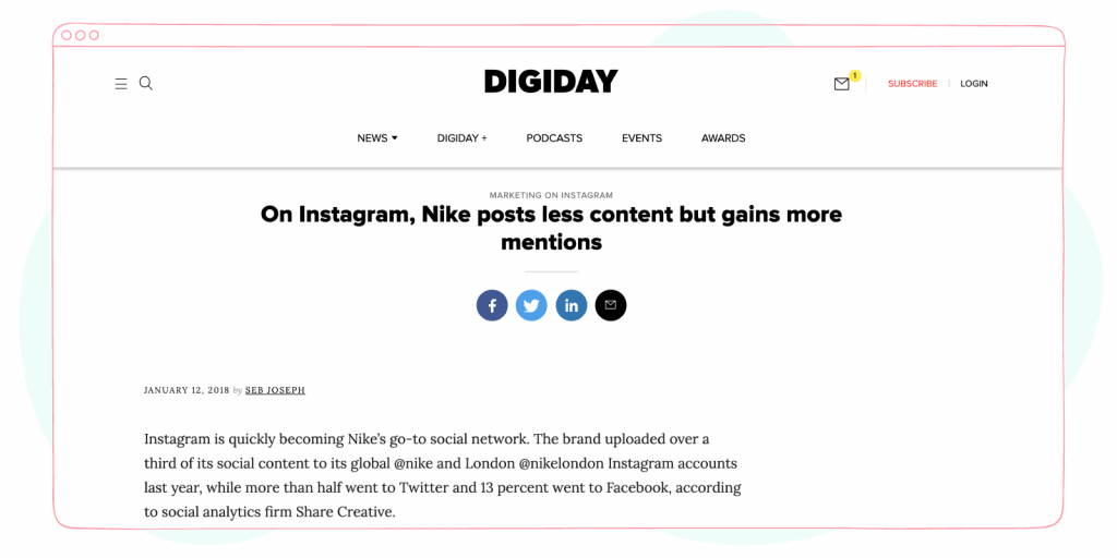 Instagram Nike posts less content