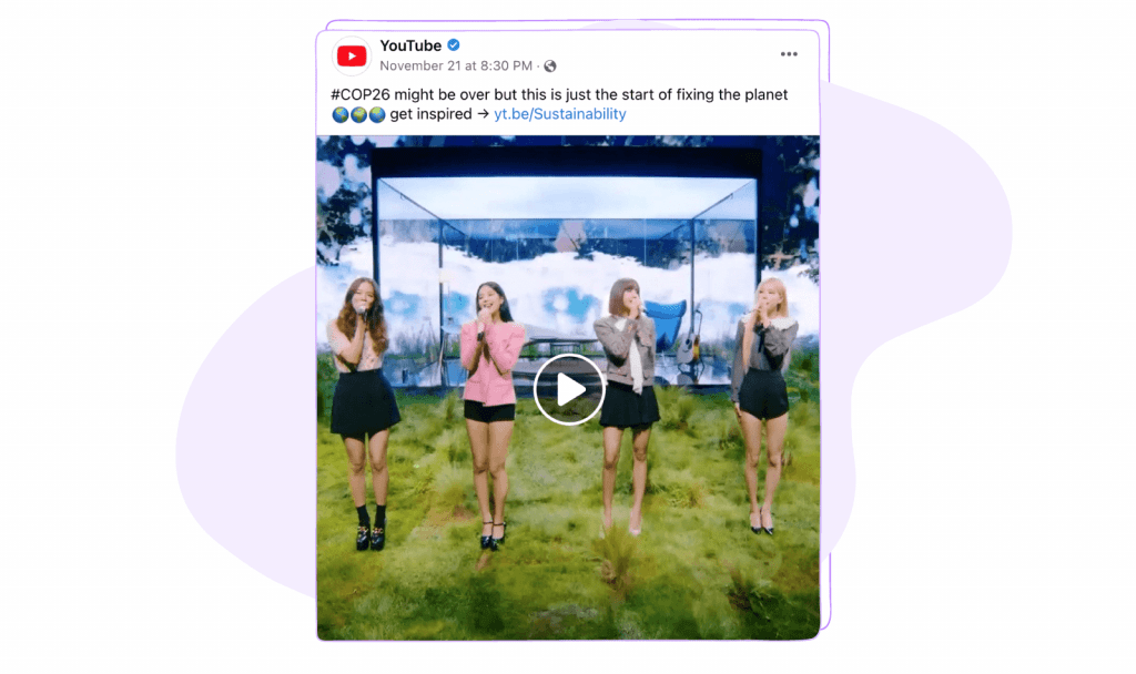 YouTube Facebook post