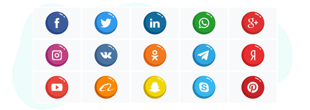Shiny Round Button Social Media Icons