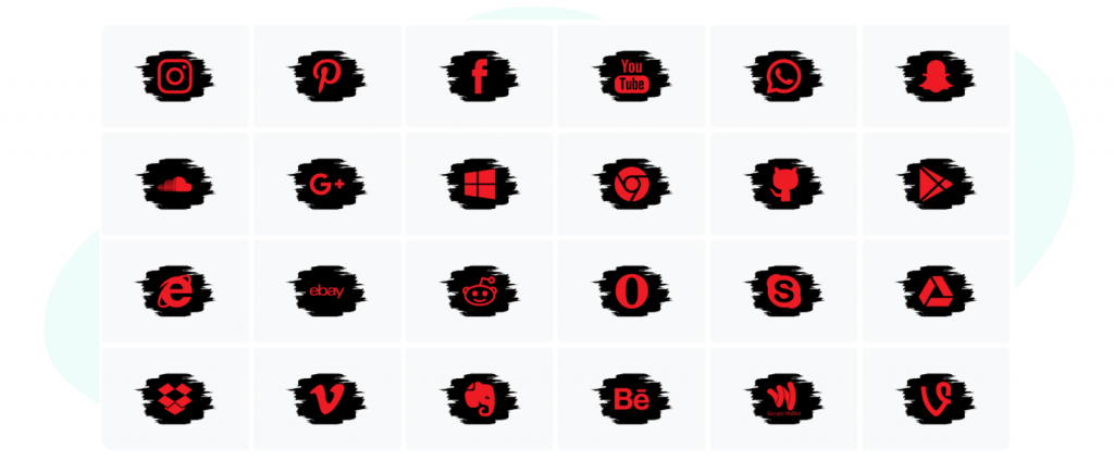 Black and Red Social Media Icons
