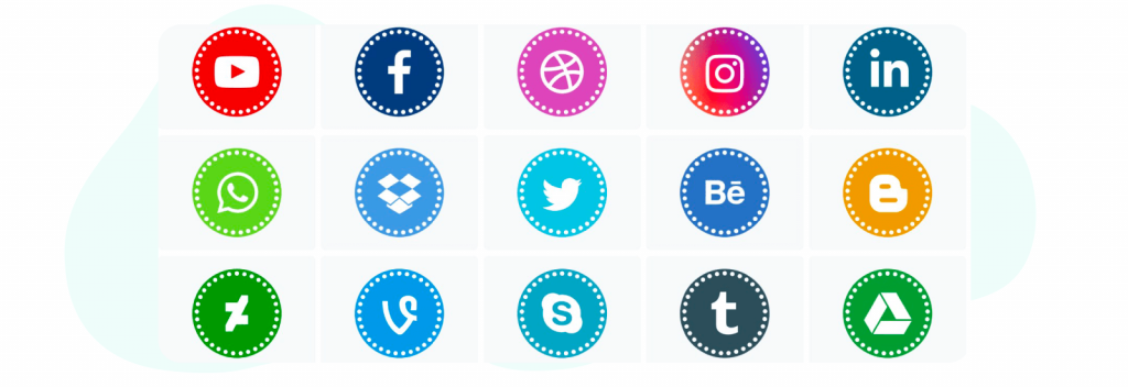 Dotted Circle Social Media Icons