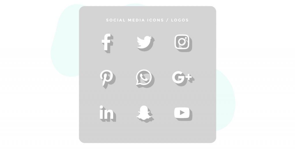White with Gray Shadow Social Media Icons