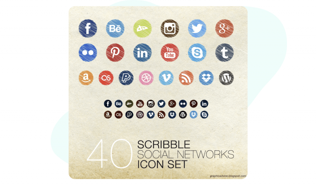 Scribble Social Networks Icon Set