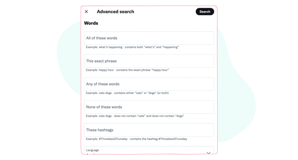 Twitter advanced search