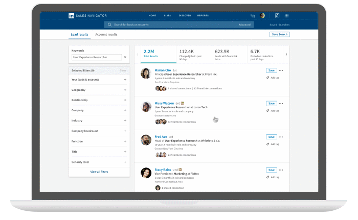 LinkedIn features - Sales Navigator