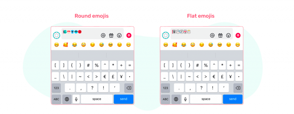 TikTok flat emojis and TikTok round emojis