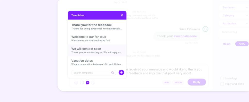 Engage module - Reply to engagement via templates