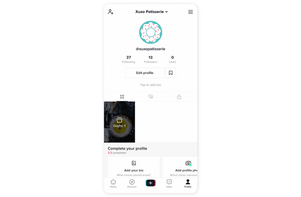 Instruction to add a link to Tiktok bio