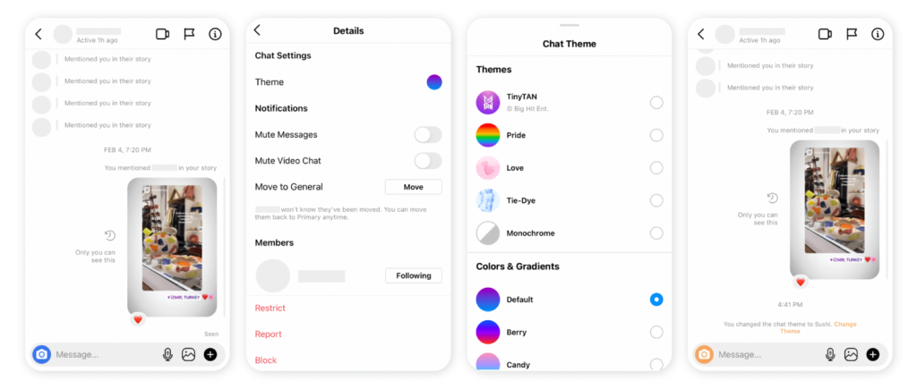 How to change the color of direct messages on Instagram?