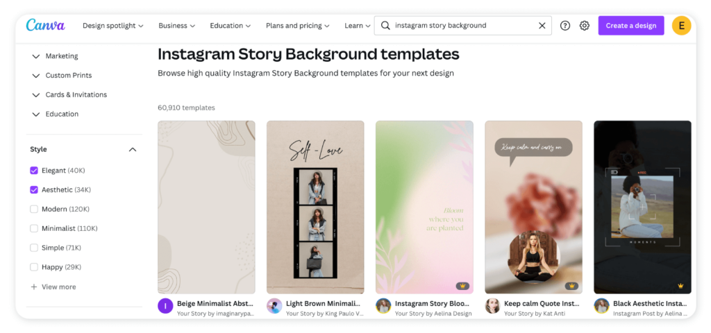 Aesthetic Instagram story background templates - Canva