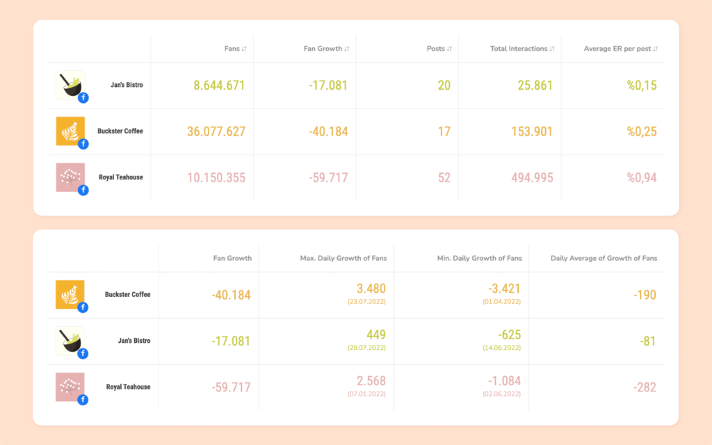 Automate Competitor analysis with a Facebook analysis tool - Fans