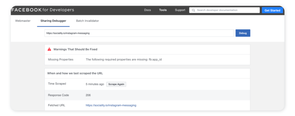 How to use Facebook Debugger - Step 2