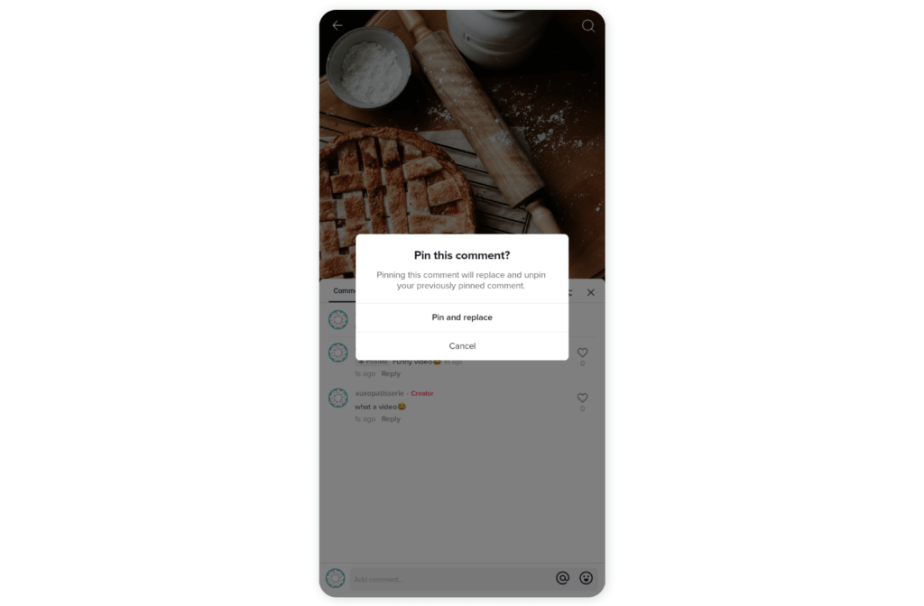 replace pinned tiktok comment
