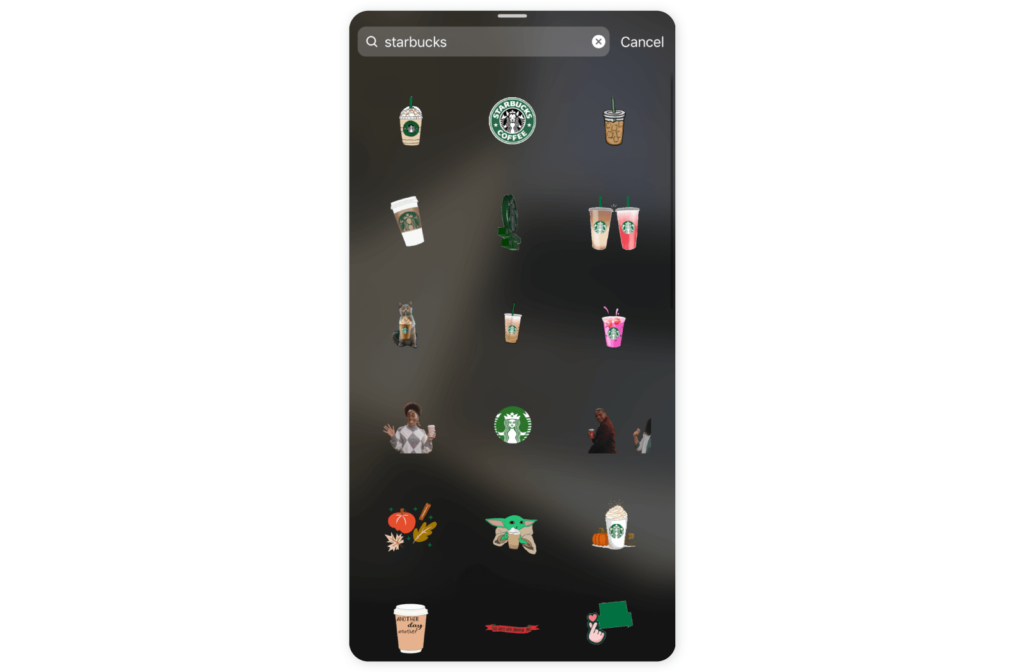 Branded Instagram sticker examples - Starbucks