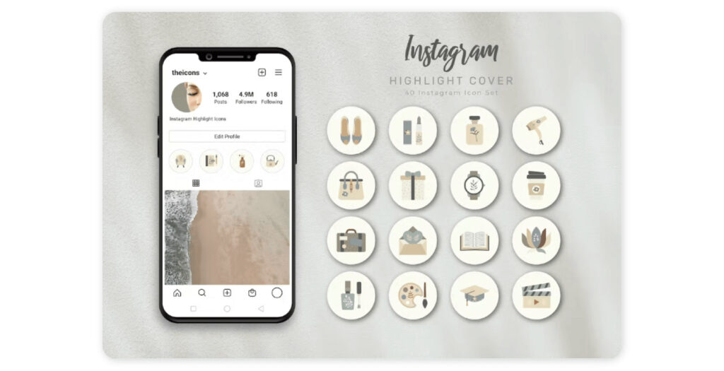 How to make your Instagram aesthetic - minimalist icons from Envato