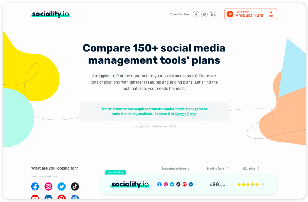 social media management tools comparison by sociality.io
