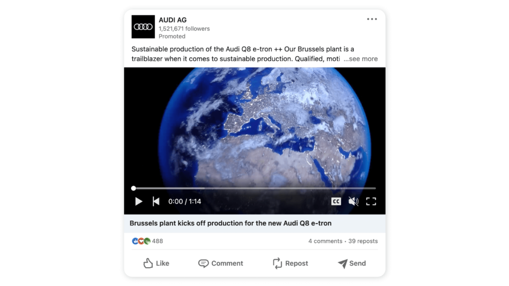 Audi AG LinkedIn post