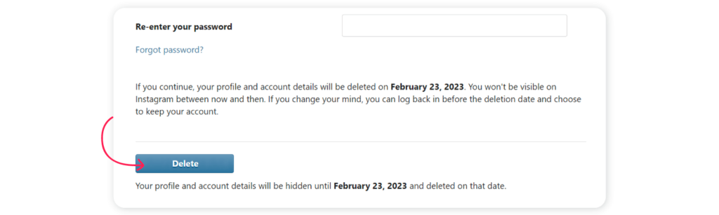 How to delete an Instagram account permanently - Step 2