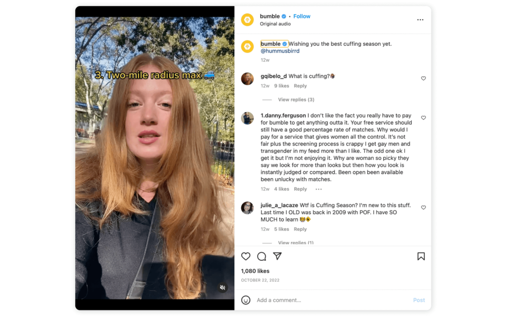 Best examples of User-Generated Content - Bumble