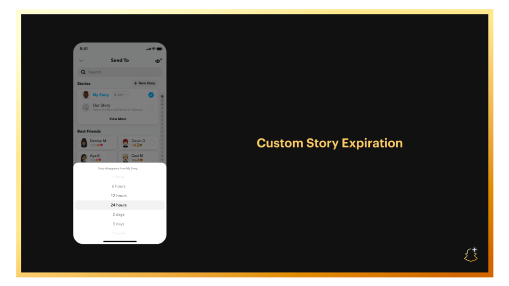 What additional features do you get in Snapchat Plus? - Custom story expiration