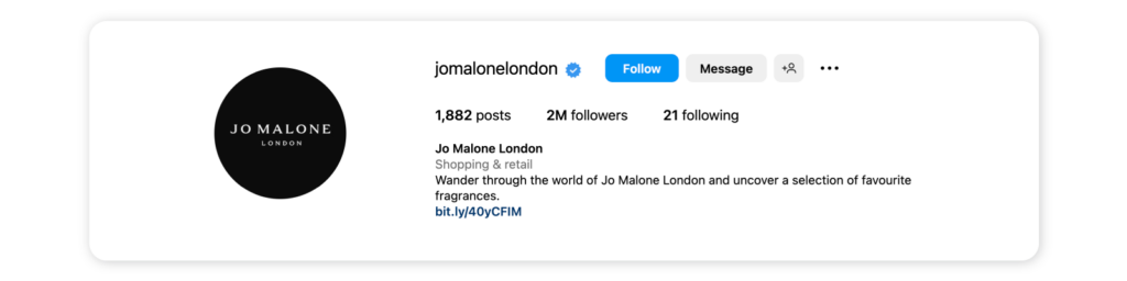 Classy Instagram bios - Jo Malone