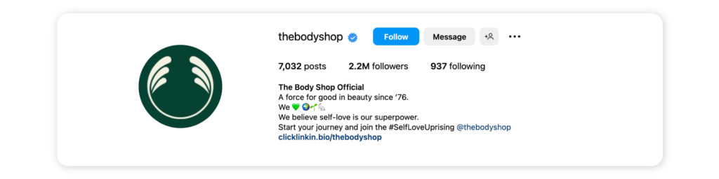 Motivational Instagram bio ideas - The Body Shop