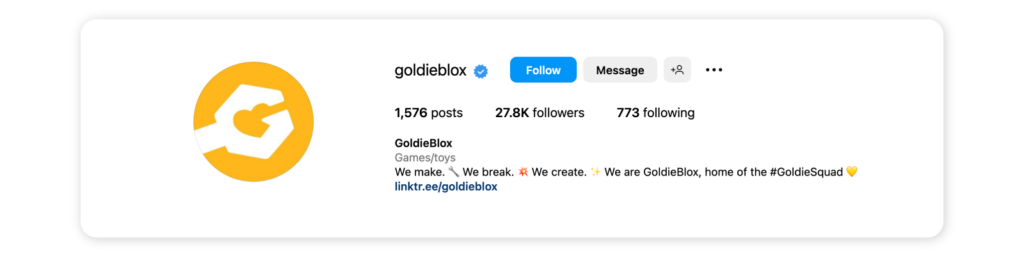 Instagram bio ideas with emoji - GoldieBlox