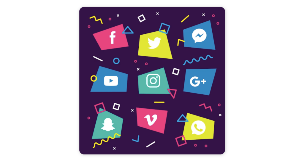The 30 best social media icons in 2023 - Colorful vector social media Memphis icons