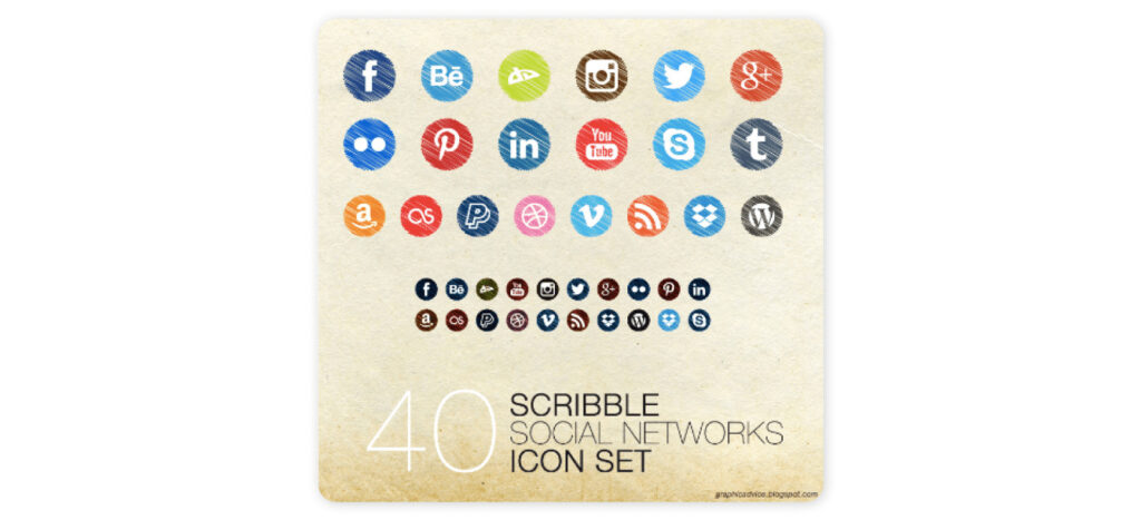 Scribble Social Networks Icon Set