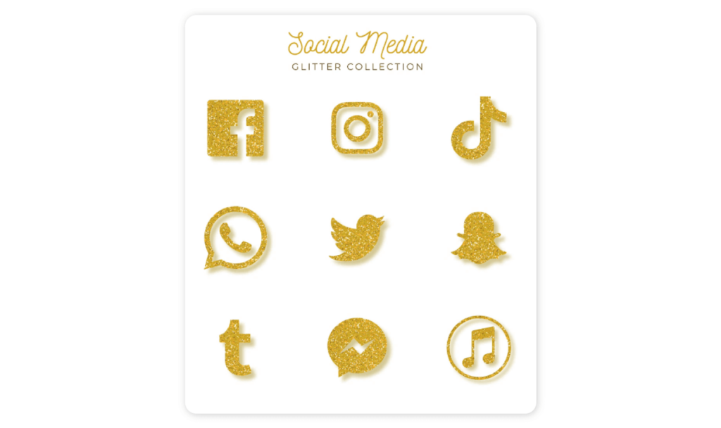 Social media gold glitter collection