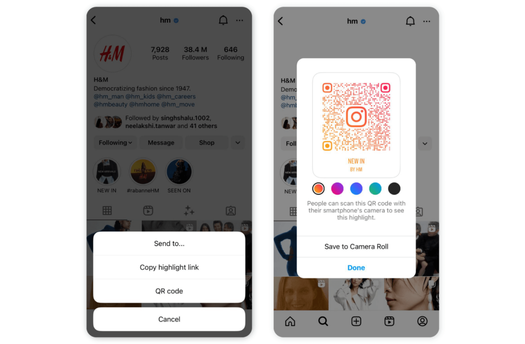 Create an Instagram QR code to share Story Highlights