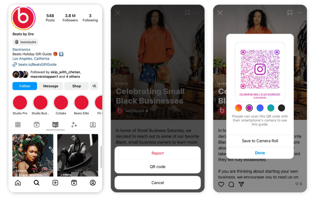 Create an Instagram QR code to share a Guide